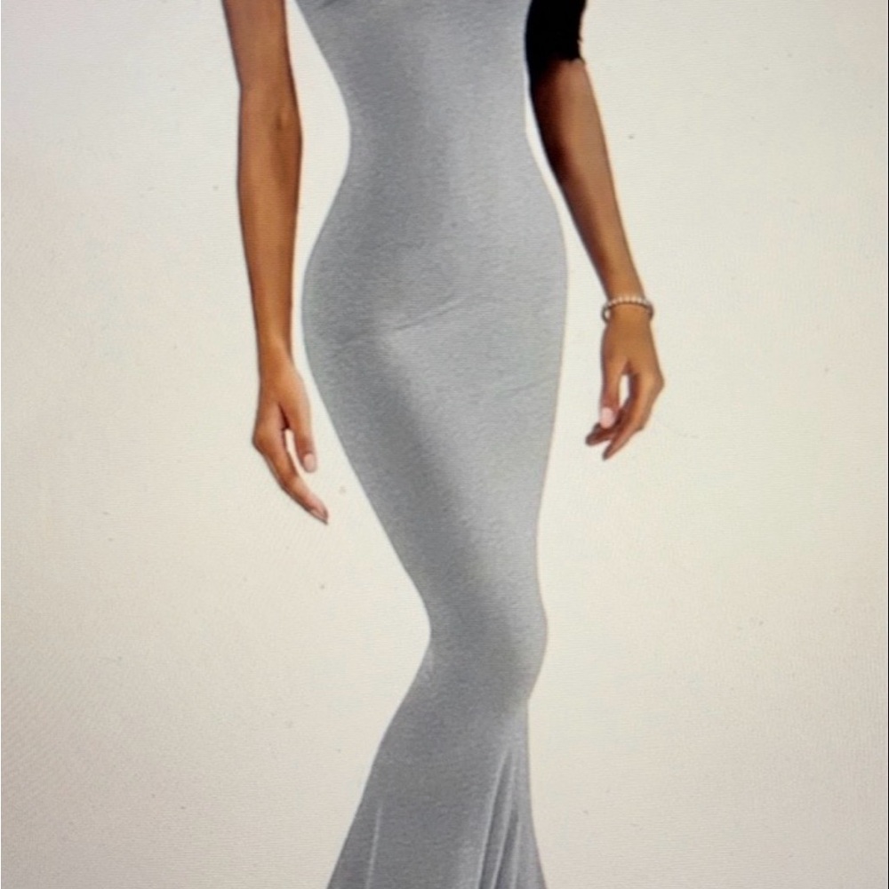 Gray bodycon maxi dress with Spaghetti Straps